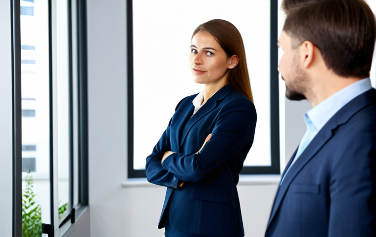 Business Meeting Observation**
"A professional businesswoman observing a business meeting in a modern office setting, focusing on the body language of the participants, appropriate attire, fully clothed, safe for work, perfect anatomy, natural proportions, professional photography, high quality, modest clothing, family-friendly. The businesswoman is taking notes, carefully analyzing the gestures and expressions of her colleagues."
**
