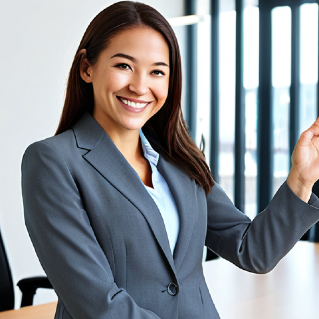 비언어적 커뮤니케이션의 긍정적 효과 - **
"A confident businesswoman in a tailored business suit, standing in a bright, modern office. She...